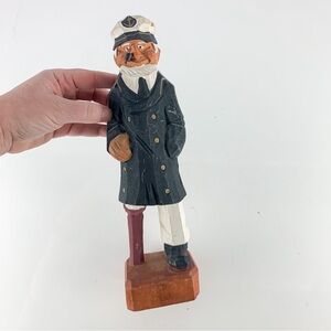 Vintage Handmade Nautical Wooden Ship Captain Old Salt Sailor Pipe Peg Leg Coast